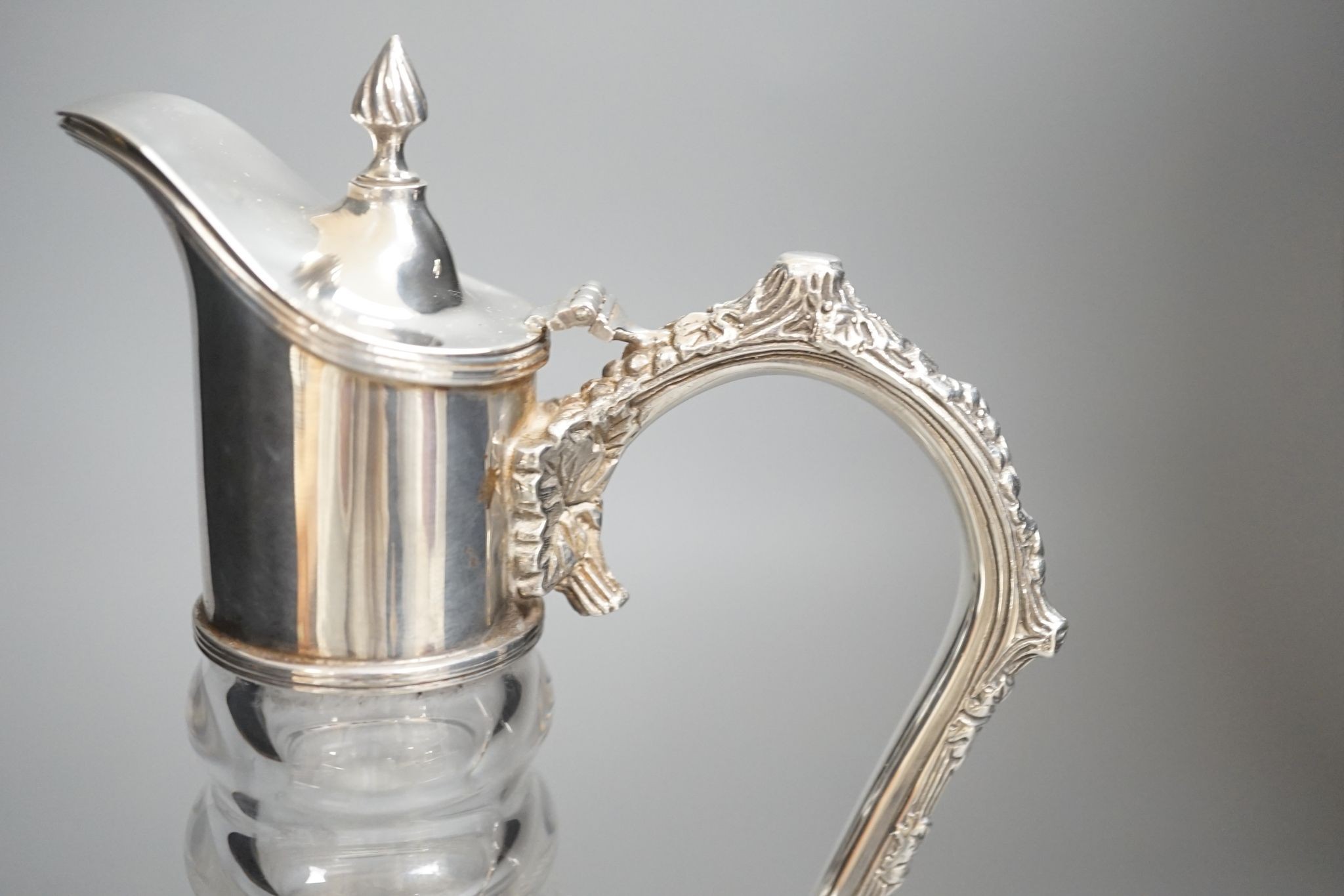 A modern silver mounted cut glass claret jug, C.J. Vander Ltd, Sheffield, 1995, height 27.6cm.